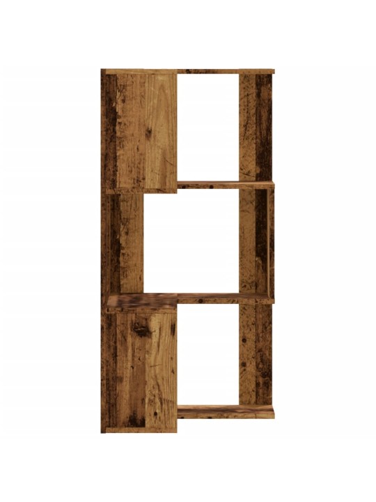 Kulmakirjahylly 3 tasoa vanha puu 50x50x102 cm tekninen puu