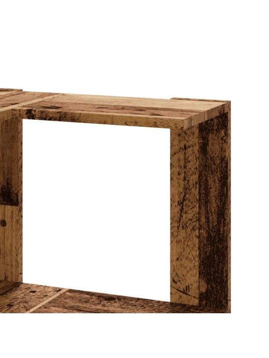 Kulmakirjahylly 3 tasoa vanha puu 50x50x102 cm tekninen puu