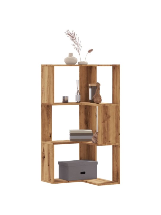 Kulmakirjahylly 3 tasoa artesaanitammi 50x50x102cm tekninen puu