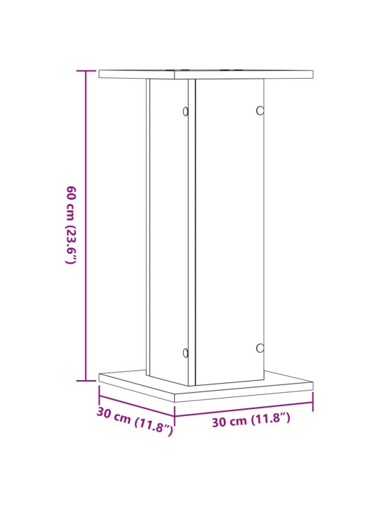 Kaiutintelineet 2 kpl betoninharmaa 30x30x60 cm tekninen puu