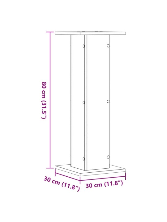 Kaiutintelineet 2 kpl ruskea tammi 30x30x80 cm tekninen puu