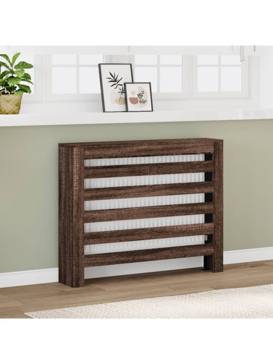 Lämpöpatterin suoja ruskea tammi 104x20x82 cm tekninen puu