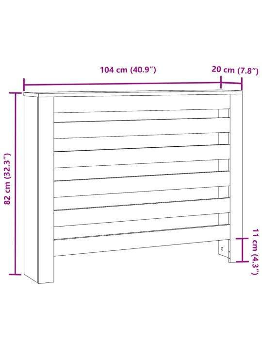 Lämpöpatterin suoja vanha puu 104x20x82 cm tekninen puu