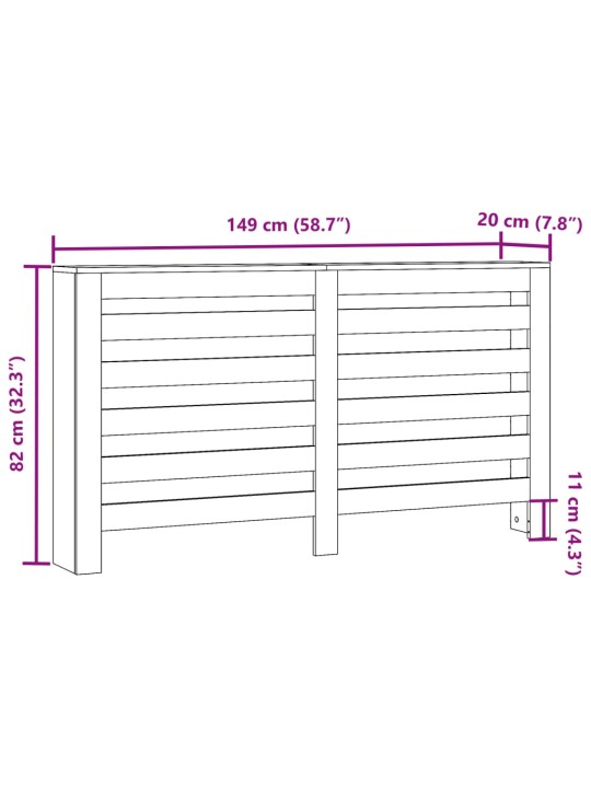 Lämpöpatterin suoja vanha puu 149x20x82 cm tekninen puu