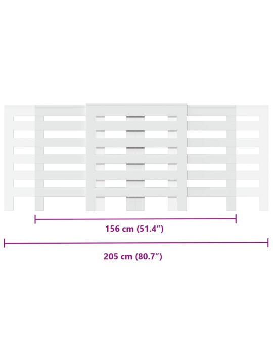 Lämpöpatterin suoja valkoinen 205x21,5x83,5 cm tekninen puu