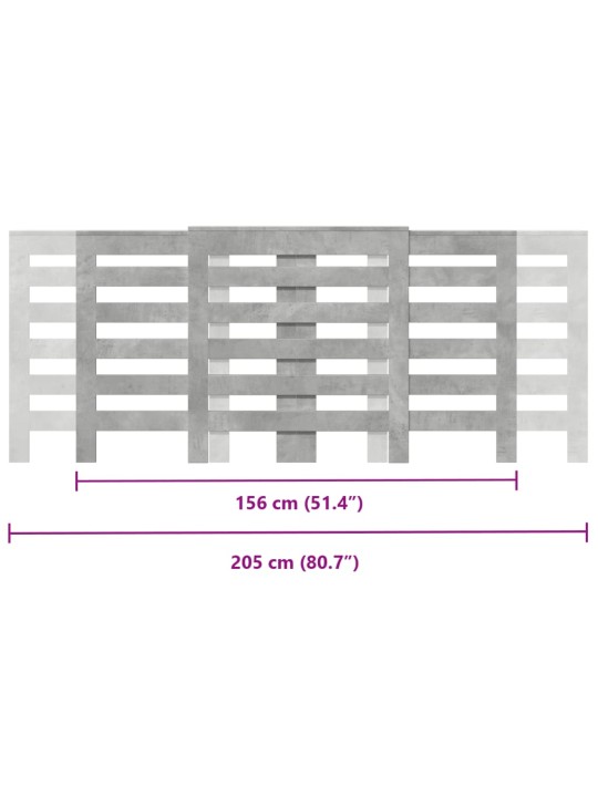 Lämpöpatterin suoja betoninharmaa 205x21,5x83,5 cm tekninen puu