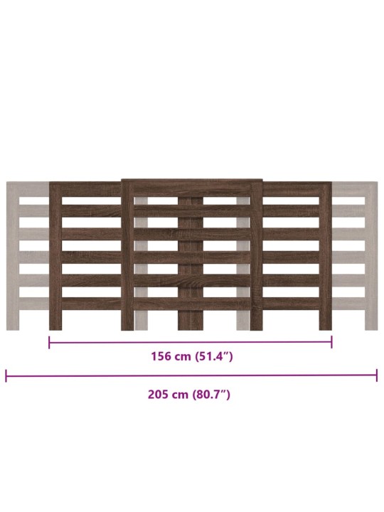 Lämpöpatterin suoja ruskea tammi 205x21,5x83,5 cm tekninen puu