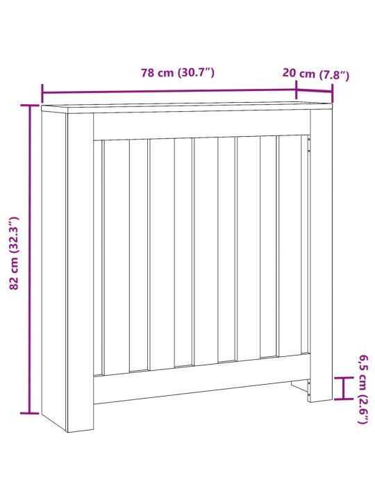 Lämpöpatterin suoja vanha puu 78x20x82 cm tekninen puu