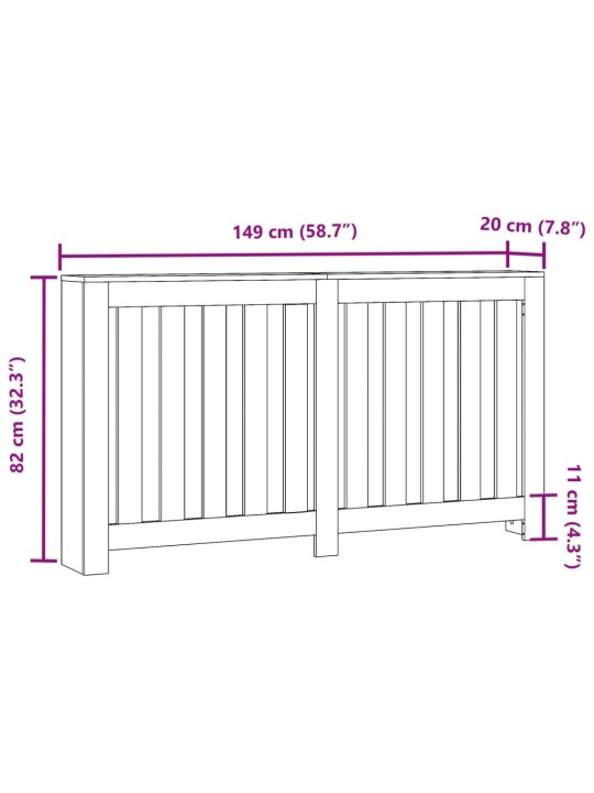 Lämpöpatterin suoja vanha puu 149x20x82 cm tekninen puu