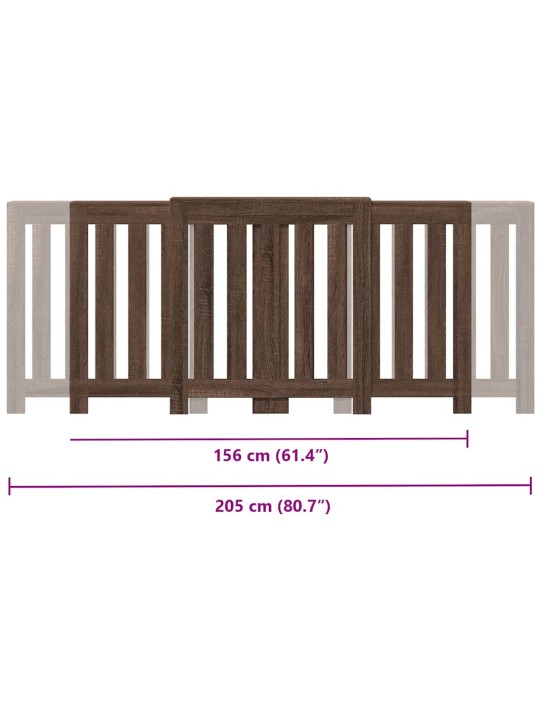 Lämpöpatterin suoja ruskea tammi 205x21,5x83,5 cm tekninen puu