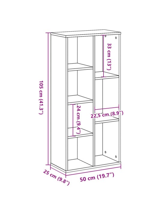 Kirjahylly vanha puu 50x25x105 cm tekninen puu