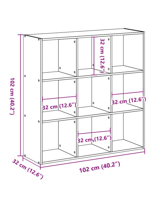 Kirjahylly vanha puu 102x32x102 cm tekninen puu