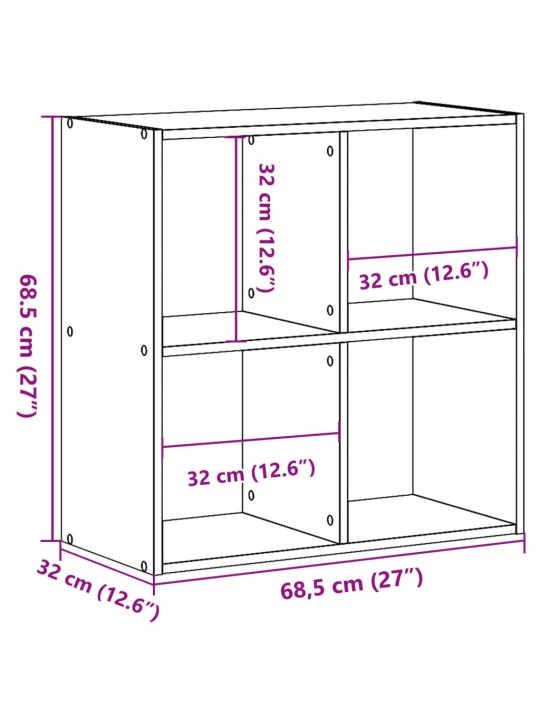 Kirjahylly musta 68,5x32x68,5 cm tekninen puu