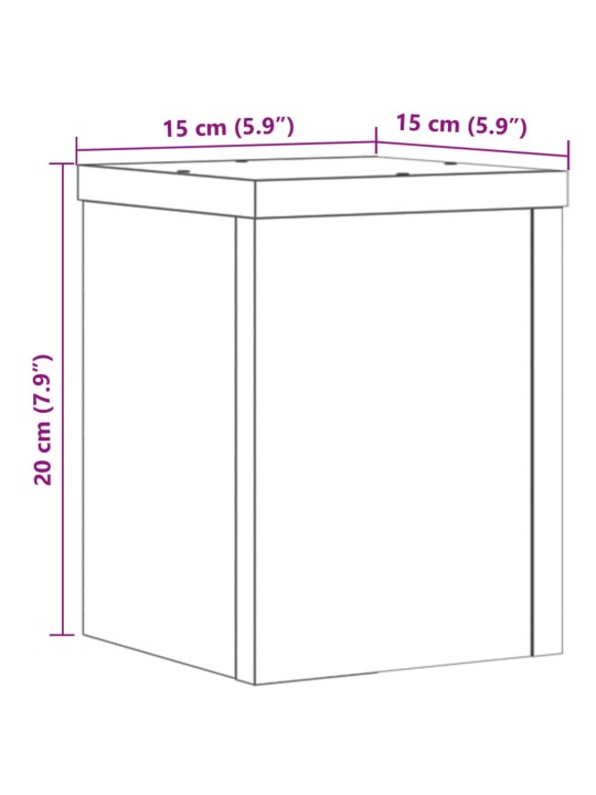 Kasvitelineet 2 kpl musta 15x15x20 cm tekninen puu