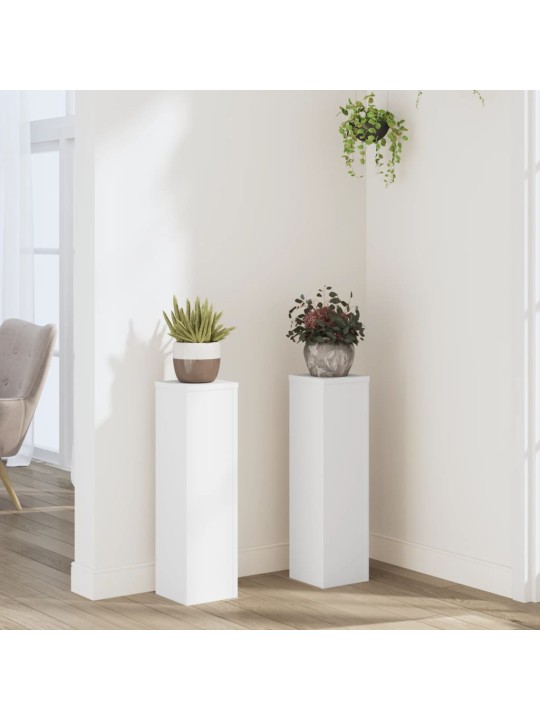 Kasvitelineet 2 kpl valkoinen 17x17x60 cm tekninen puu