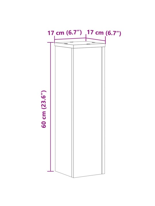 Kasvitelineet 2 kpl Sonoma-tammi 17x17x60 cm tekninen puu