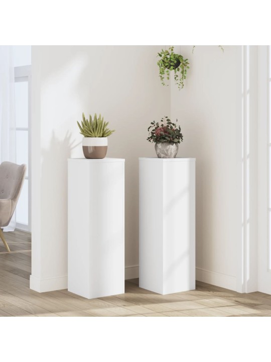 Kasvitelineet 2 kpl valkoinen 25x25x80 cm tekninen puu