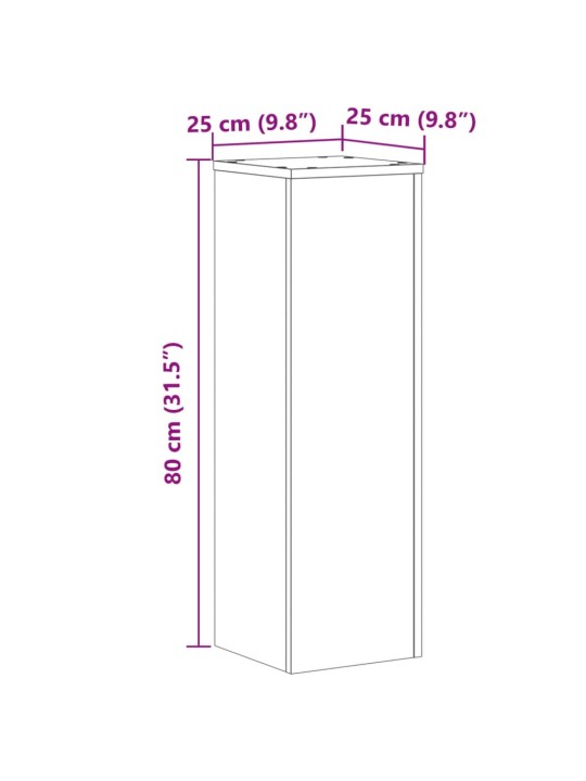 Kasvitelineet 2 kpl musta 25x25x80 cm tekninen puu
