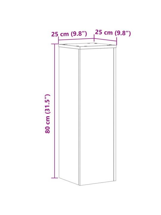 Kasvitelineet 2 kpl Sonoma-tammi 25x25x80 cm tekninen puu