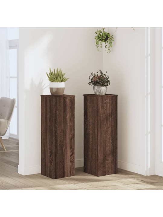 Kasvitelineet 2 kpl ruskea tammi 25x25x80 cm tekninen puu