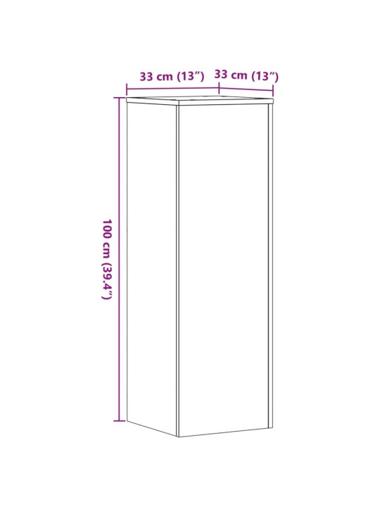 Kasviteline ruskea tammi 33x33x100 cm tekninen puu