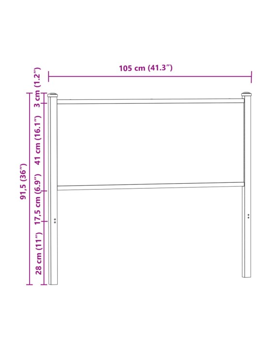 Sängynpääty savutammi 100 cm tekninen puu ja teräs