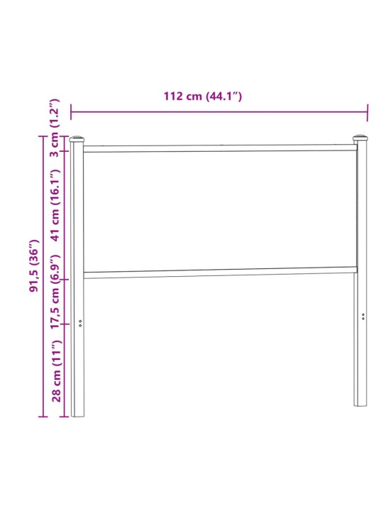 Sängynpääty savutammi 107 cm tekninen puu ja teräs