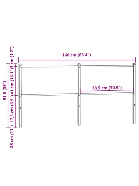 Sängynpääty savutammi 160 cm tekninen puu ja teräs