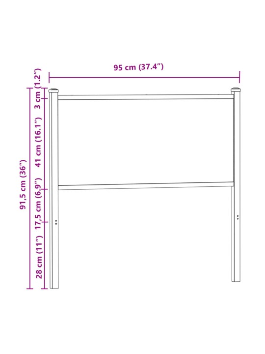 Sängynpääty Sonoma-tammi 90 cm tekninen puu ja teräs