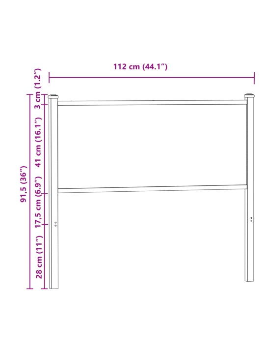 Sängynpääty Sonoma-tammi 107 cm tekninen puu ja teräs