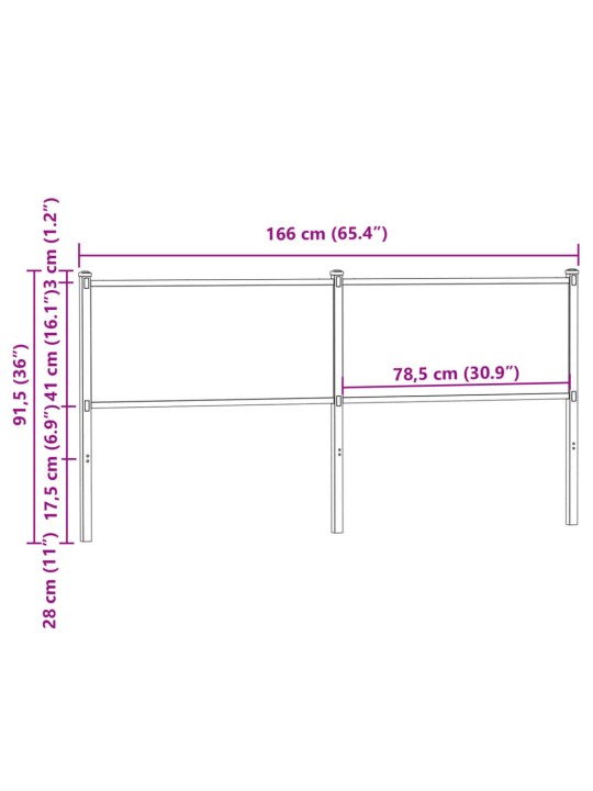 Sängynpääty Sonoma-tammi 160 cm tekninen puu ja teräs