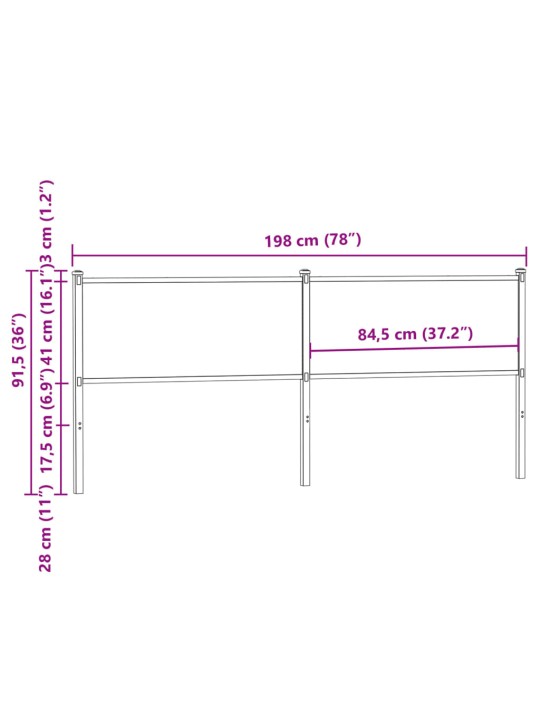 Sängynpääty Sonoma-tammi 190 cm tekninen puu ja teräs