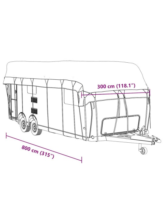 Asuntovaunun kattosuojus harmaa 800x300 cm kuitukangas