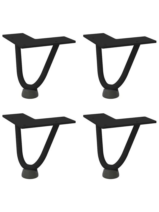 Sohvapöydän hiusneulajalat 4 kpl musta 10 cm täysteräs