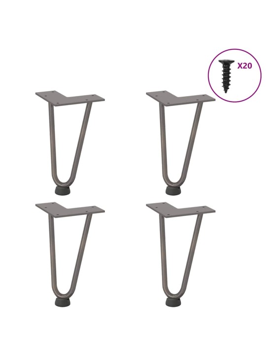 Sohvapöydän hiusneulajalat 4 kpl luonnonteräs 20 cm täysteräs