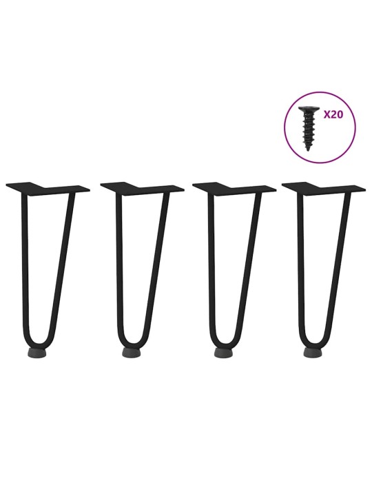 Sohvapöydän hiusneulajalat 4 kpl musta 30 cm täysteräs