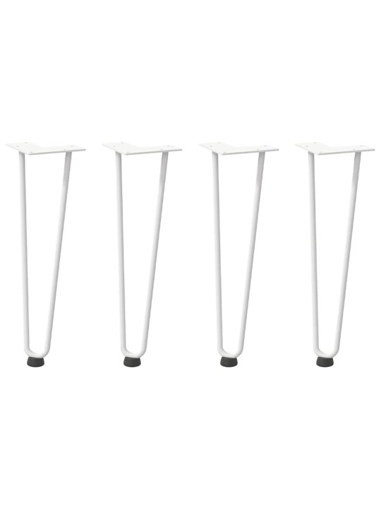 Sohvapöydän hiusneulajalat 4 kpl valkoinen 42 cm täysteräs
