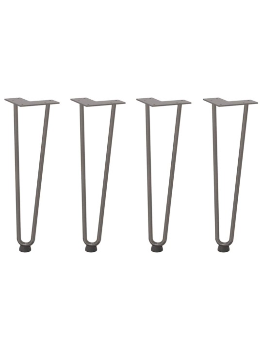 Sohvapöydän hiusneulajalat 4 kpl luonnonteräs 42 cm täysteräs