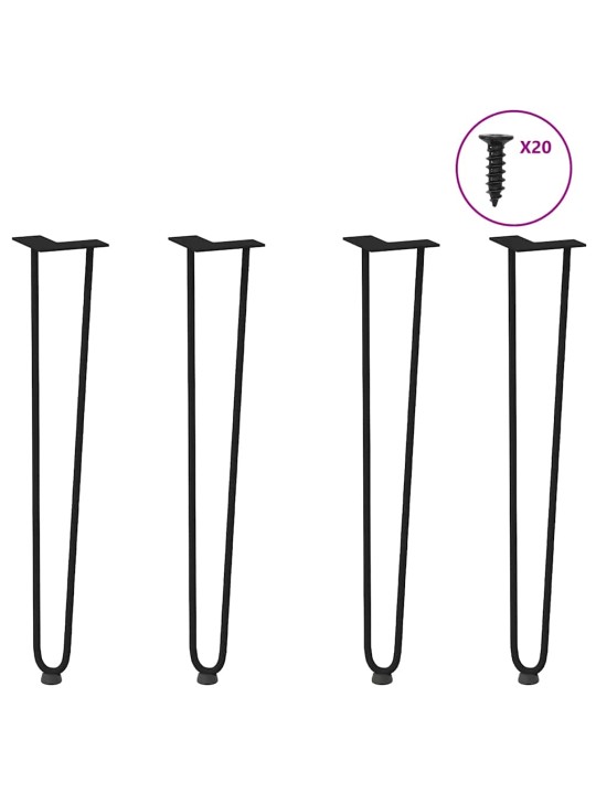 Konsolipöytien neulajalat, 4 kpl, musta, 72 cm, täysteräs