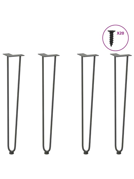Konsolipöytien neulanreunajalat, 4 kpl, antrasiitti, 72 cm, täysteräs