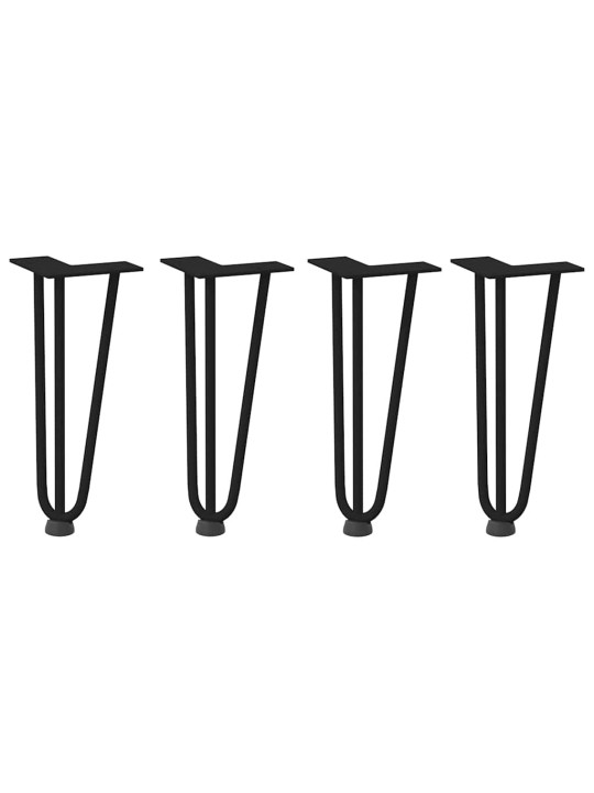 Sohvapöydän hiusneulajalat 4 kpl musta 30 cm täysteräs