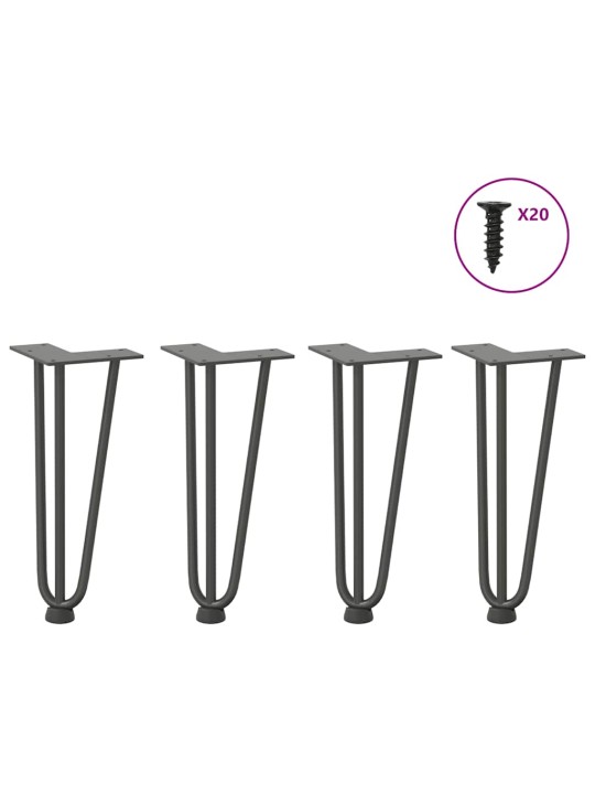 Sohvapöydän hiusneulajalat 4 kpl antrasiitti 30 cm täysteräs