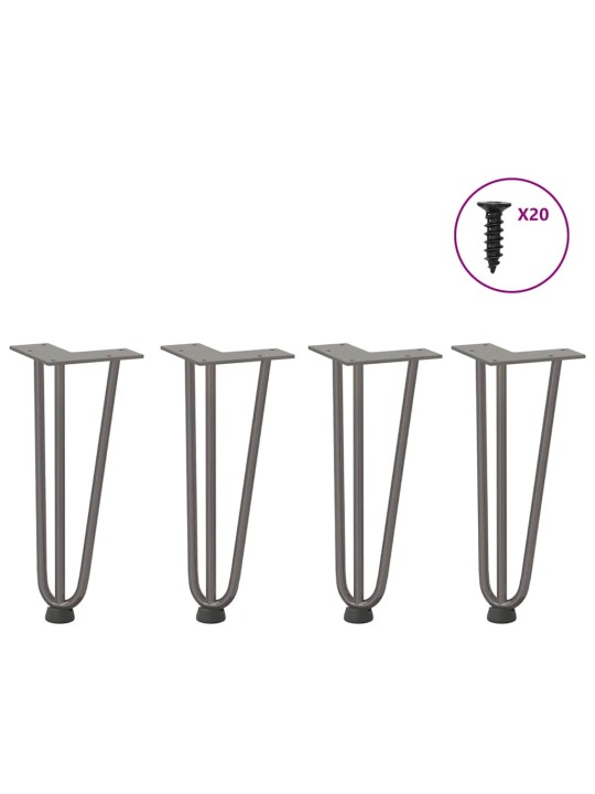 Sohvapöydän hiusneulajalat 4 kpl luonnonteräs 30 cm täysteräs
