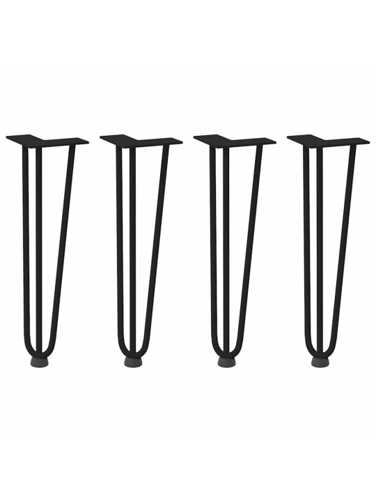 Sohvapöydän hiusneulajalat 4 kpl musta 42 cm täysteräs