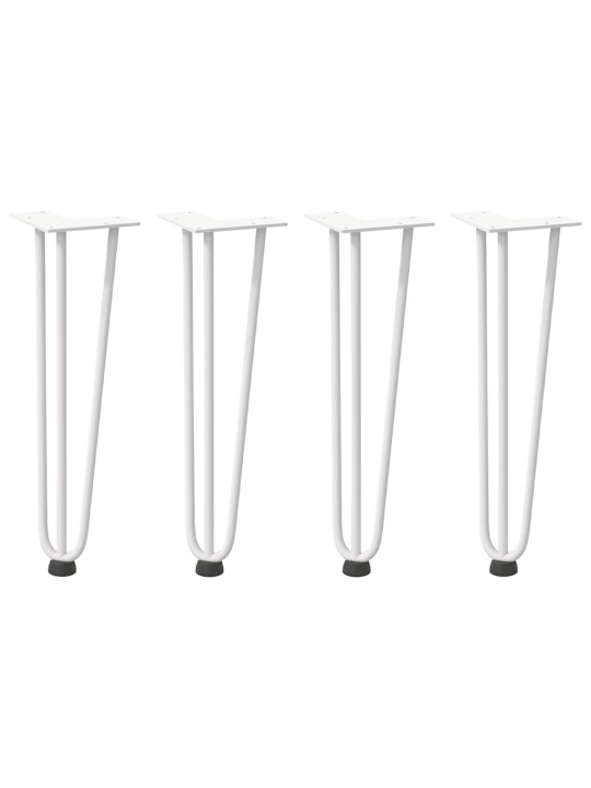 Sohvapöydän hiusneulajalat 4 kpl valkoinen 42 cm täysteräs
