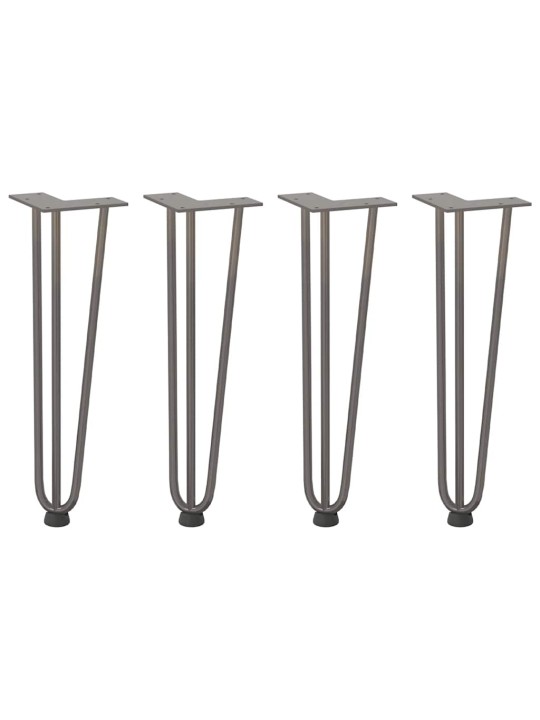 Sohvapöydän hiusneulajalat 4 kpl luonnonteräs 42 cm täysteräs