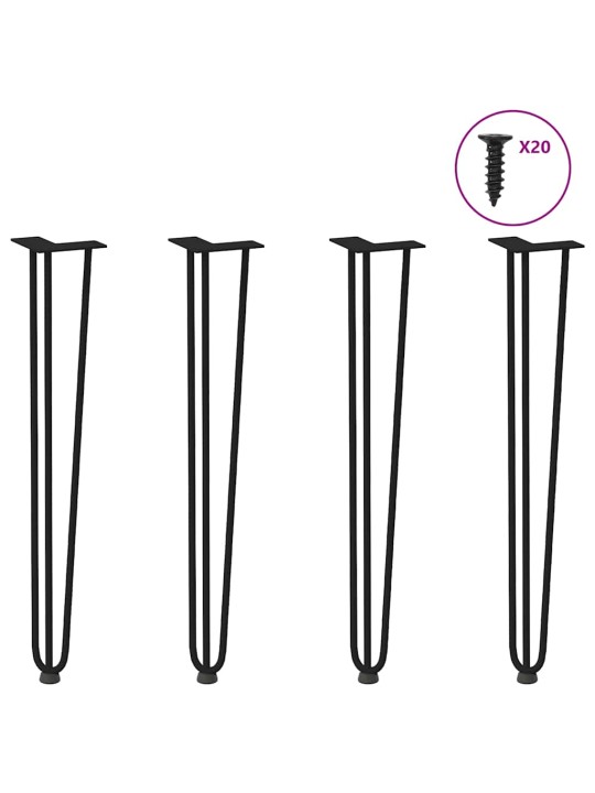 Konsolipöytien neulajalat, 4 kpl, musta, 72 cm, täysteräs