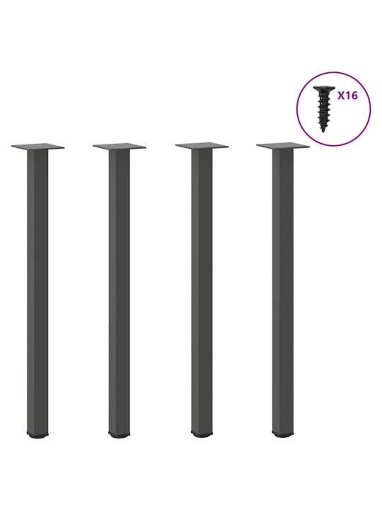Konsolipöydän jalat 4 kpl antrasiitti 72-74 cm teräs
