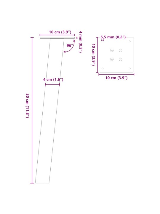 Sohvapöydän jalat 4 kpl luonnonvärinen teräs 30 cm teräs