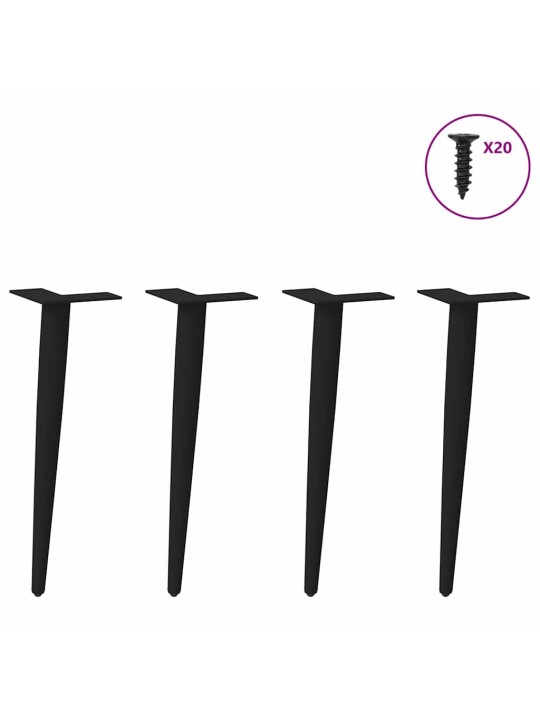 Sohvapöydän jalat kartiomaiset 4 kpl musta 42-43 cm teräs